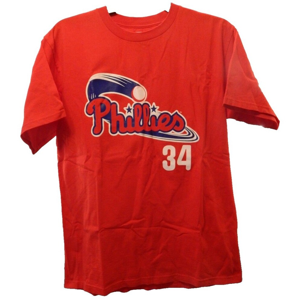 Philadelphia Phillies Roy Halladay T-Shirt #34 Large 2011 ERA Red MLB Baseball